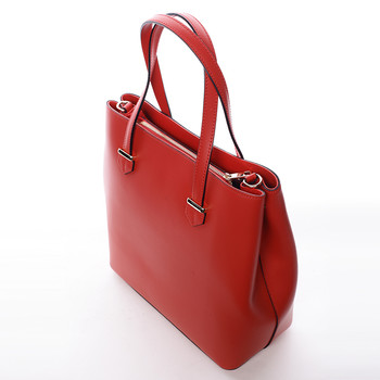 Módna dámska kožená kabelka červená - ItalY Rohais