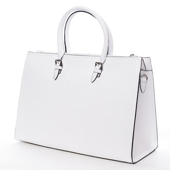 Elegantná dámska kožená kabelka biela - ItalY Rohais