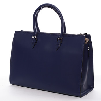Elegantná dámska kožená kabelka modrá - ItalY Rohais