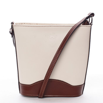 Hnedo béžová kožená crossbody kabelka ItalY Bryana