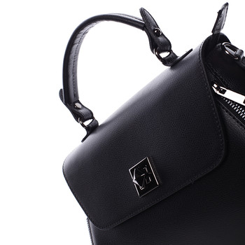 Exkluzívna dámska kožená kabelka čierna - ItalY Aubin