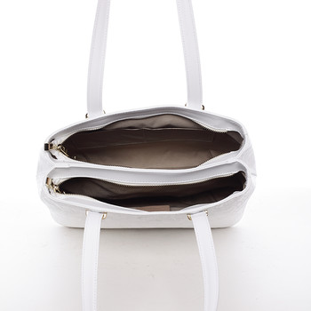 Exkluzívna dámska kožená kabelka biela - ItalY Logistilla