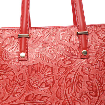 Exkluzívna dámska kožená kabelka červená - ItalY Logistilla