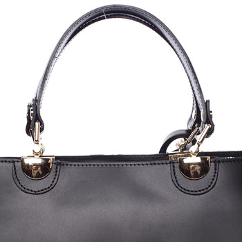 Čierna luxusná kožená kabelka ItalY Roderica