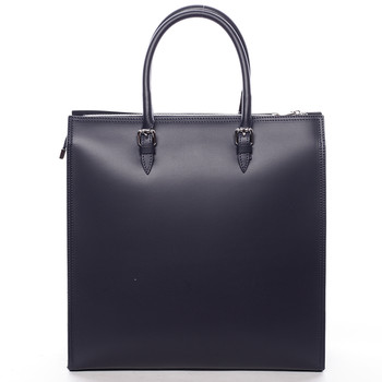 Elegantná dámska kožená kabelka tmavo modrá - Italo Monique