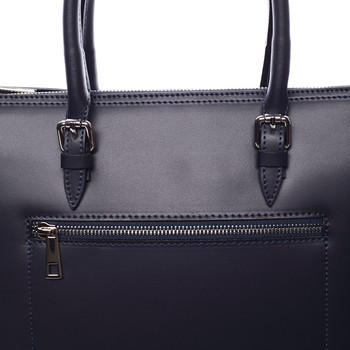 Elegantná dámska kožená kabelka tmavo modrá - Italo Monique