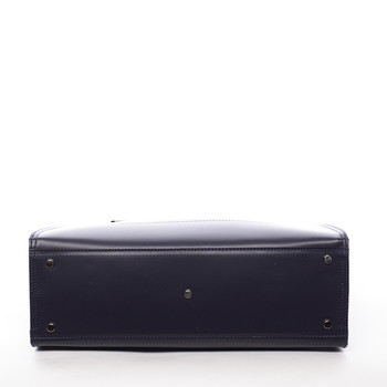 Elegantná dámska kožená kabelka tmavo modrá - Italo Monique