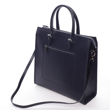 Elegantná dámska kožená kabelka tmavo modrá - Italo Monique