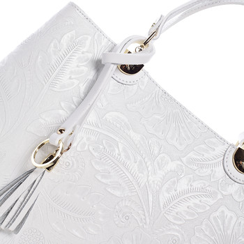 Originálna dámska kožená kabelka biela - ItalY Mattie