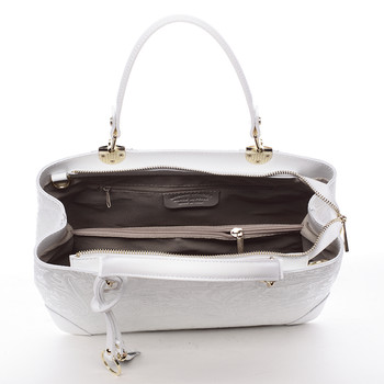 Originálna dámska kožená kabelka biela - ItalY Mattie