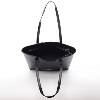 Elegantná dámska kožená kabelka čierna - ItalY Aimee