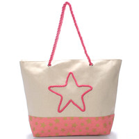 Plážová ružová taška - Delami Stars