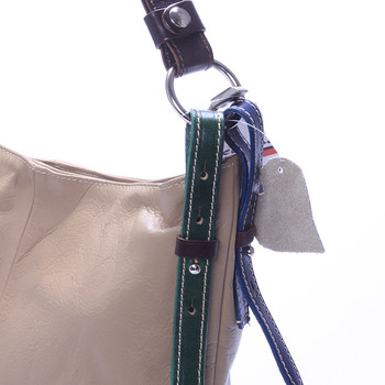 Béžová kožená kabelka cez plece crossbody ItalY Harmony