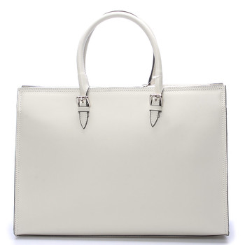 Elegantná dámska kožená kabelka krémová - ItalY Rohais