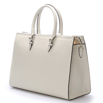 Elegantná dámska kožená kabelka krémová - ItalY Rohais