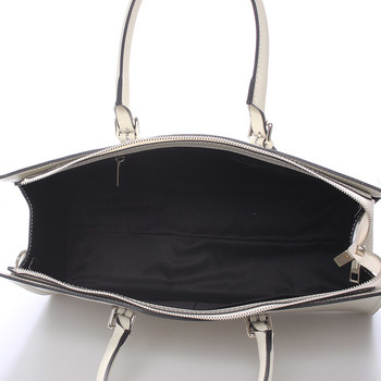 Elegantná dámska kožená kabelka krémová - ItalY Rohais