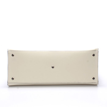 Elegantná dámska kožená kabelka krémová - ItalY Rohais