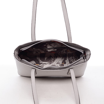 Dámska kabelka cez rameno svetlo šedá saffiano - David Jones Yetti