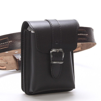 Pánska čierna kožená vrecko na opasok - Greis Gerr