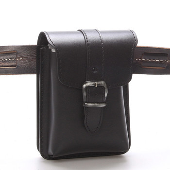 Pánska čierna kožená vrecko na opasok - Greis Gerr