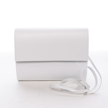 Stredná dámska elegantná listová kabelka biela lesklá - Delami Sandiego