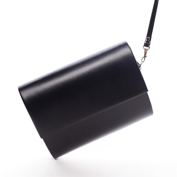 Stredná dámska elegantná listová kabelka čierna lesklá - Delami Sandiego