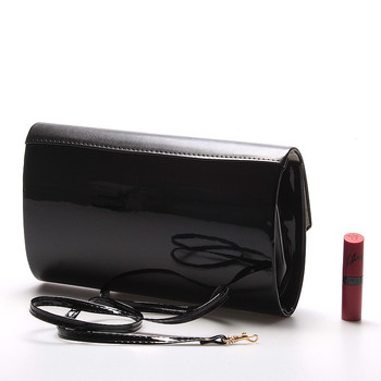 Veľká štýlová dámska listová kabelka čierna lesklá - Delami Charlien