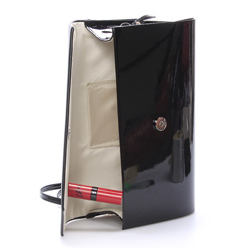 Veľká štýlová dámska listová kabelka čierna lesklá - Delami Charlien