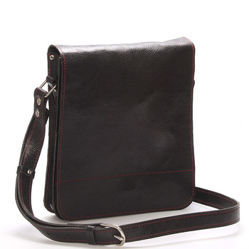 Čierno-červená luxusná kožená taška cez rameno KABE Luxor