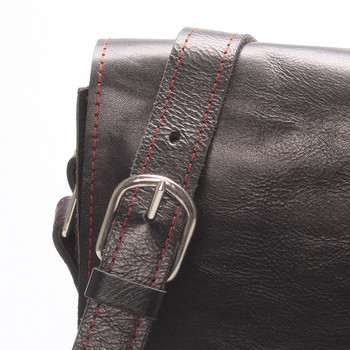 Čierno-červená luxusná kožená taška cez rameno KABE Luxor-T