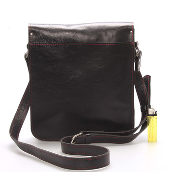 Čierno-červená luxusná kožená taška cez rameno KABE Luxor-T
