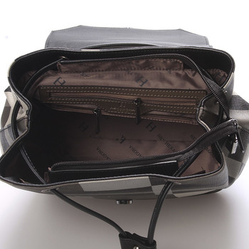 Moderný jedinečný luxusný mestský batôžtek černosivý - Hexagona Duo