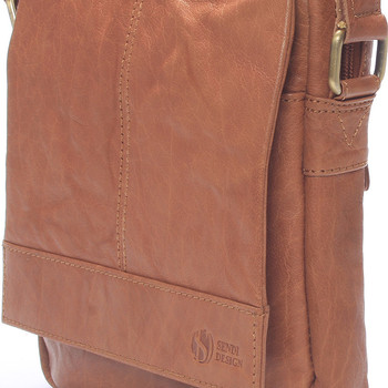 Pánska prešívaná kožená taška svetlohnedá - SendiDesign Bris