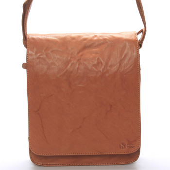 Väčšia svetlohnedá crossbody pánska kožená taška - SendiDesign darilo