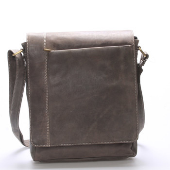 Moderná pánska stredne veľká kožená taška sivá Stephan