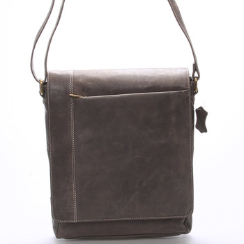 Moderná pánska stredne veľká kožená taška sivá Stephan