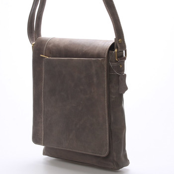 Moderná pánska stredne veľká kožená taška sivá Stephan