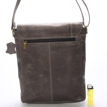 Moderná pánska stredne veľká kožená taška sivá Stephan