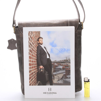 Moderná pánska stredne veľká kožená taška sivá Stephan