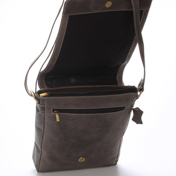 Moderná pánska stredne veľká kožená taška sivá Stephan