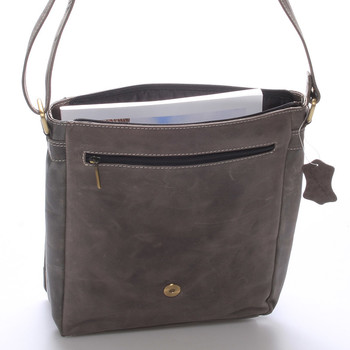 Moderná pánska stredne veľká kožená taška sivá Stephan