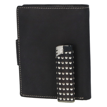 Elegantná kožená peňaženka čierna brúsená - Tomas Pilia