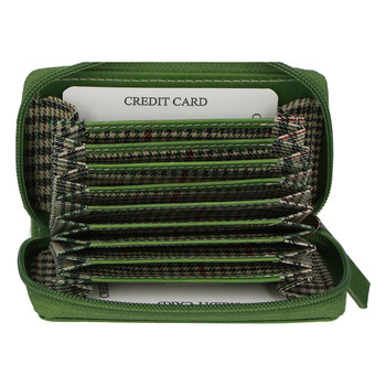 Hladké kožené puzdro na kreditné karty zelené - Tomas Veeze