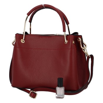 Exkluzívna dámska kožená kabelka tmavo červená - ItalY Maarj