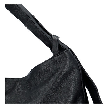 Dámska kožená kabelka cez plece čierna - ItalY Armáni