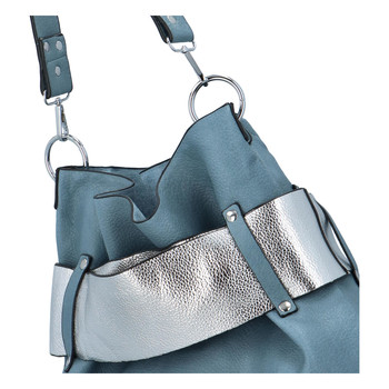 Luxusná dámska kabelka bledo modro strieborná - Paolo Bags Manue