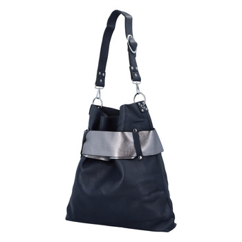Luxusná dámska kabelka tmavá modro strieborná - Paolo Bags Manue