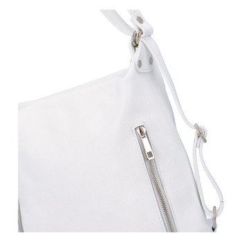 Dámska kožená kabelka batoh biela - ItalY Nadine