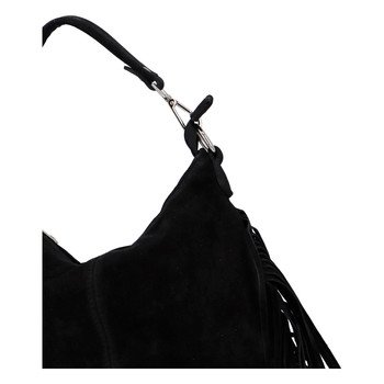 Dámska kožená kabelka cez rameno čierna - ItalY Nidden