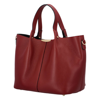 Dámska kožená kabelka tmavo červená - ItalY Werawont